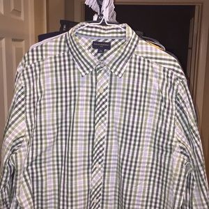 Banana Republic green and white plaid button down